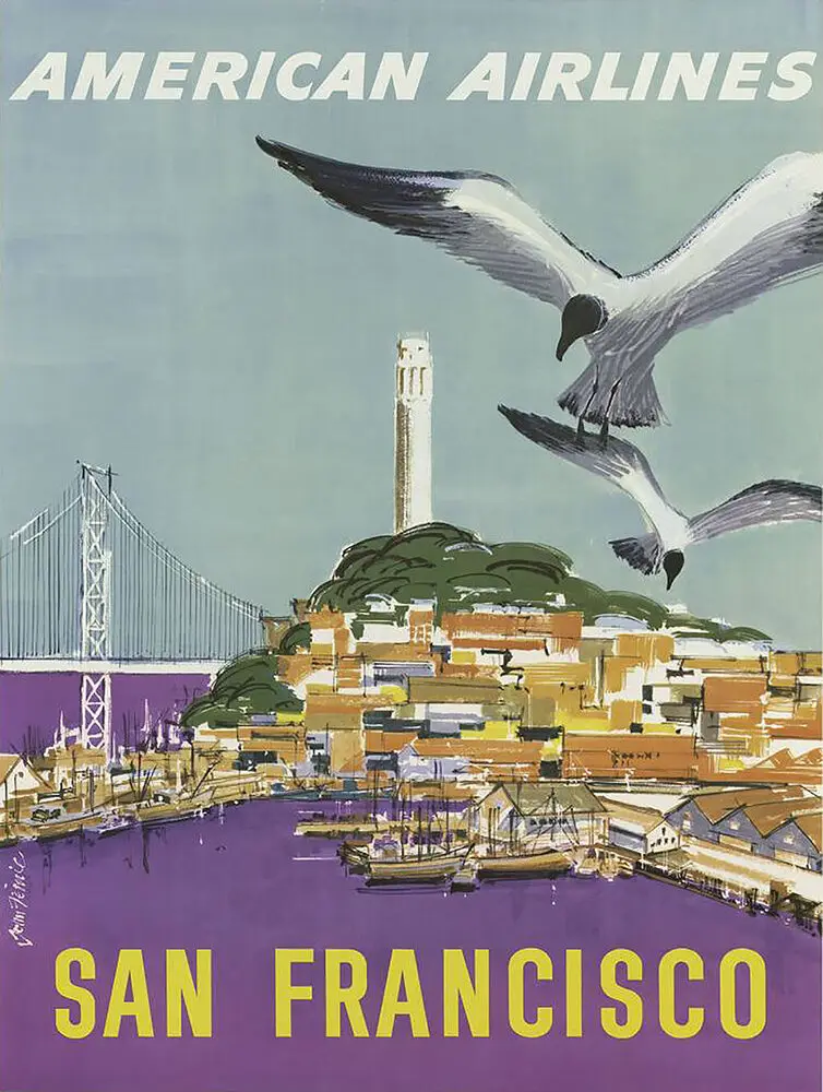 

American Airlines San Francisco Travel Metal Sign Coastal Decor