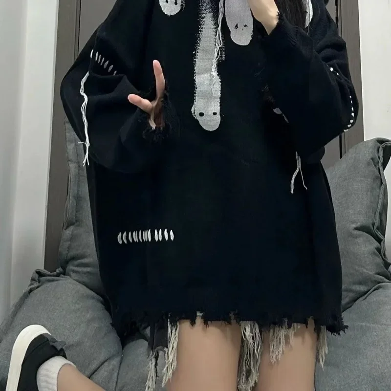 Винтажный свитер с принтом в американском стиле свободный крой модный брендовый