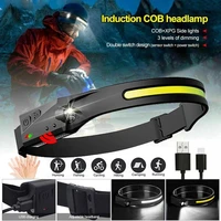 induction headlamp cob led head lamp with built in battery headlight flashlight usb rechargeable head torch