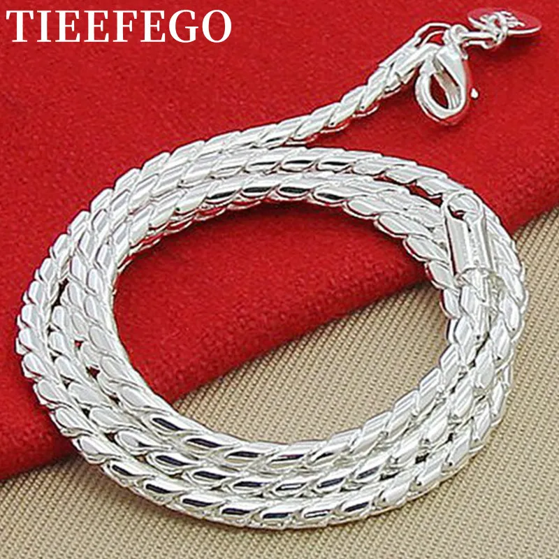 

TIEEFEGO 925 Sterling Silver 4mm Snake Chain Necklace Woman Man Fashion Simple 20 Inches Chain Jewelry