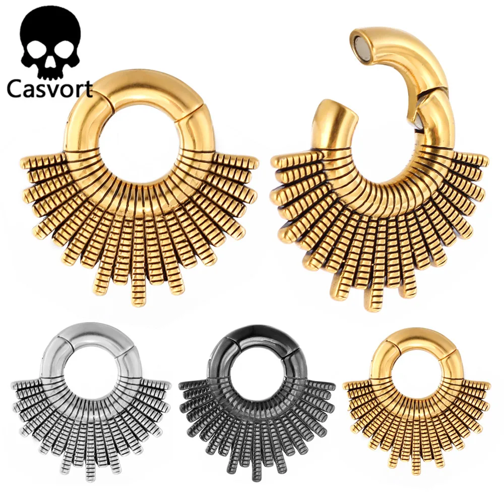Casvort 2 قطعة الفولاذ المقاوم للصدأ الأذن الأوزان الشماعات 8 مللي متر 0 جرام الأذن مقاييس المقابس أقراط موضة ثقب مجوهرات للجسم للرجال النساء