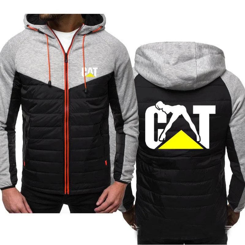

Winter Men's Hoodies CAT Caterpillar Coat Zipper Hooded Jacket Cotton Coat Slim Fit Fashion Thicken Warm Outwear Man Tracksuit