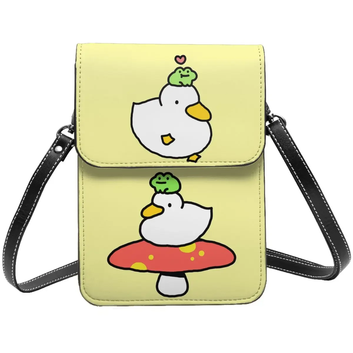 Cute Duck And Frog Cell Phone Bag Leather Card Case Street Girl Kawaii Cartoon Crossbody Bag Lightweight