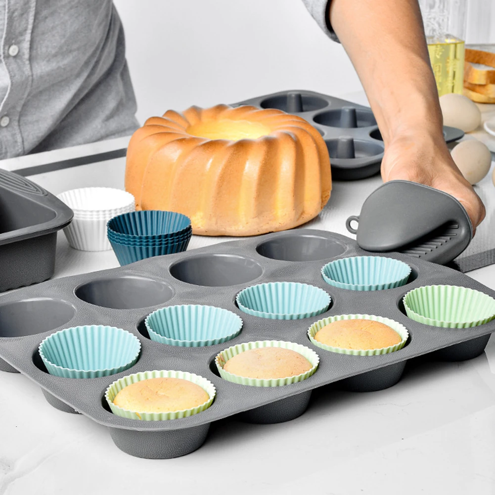 

12pcs Silicone Cake Mold Round Muffin Cupcake Baking Molds Reusable DIY Cake Decorating Silicon Mould Tools Baking Accessories