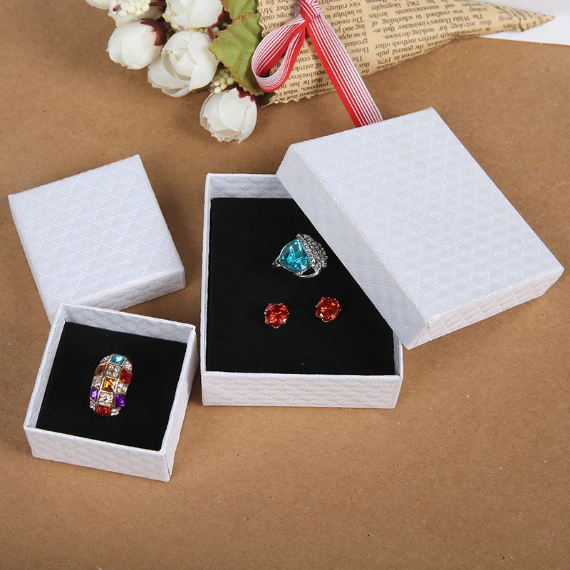 24Pcs Jewelry Organizer Gift Box 7x9cm Diamond Pattern Paper Jewellery for Necklace Ring Earrings Display Box with Black Sponge images - 6