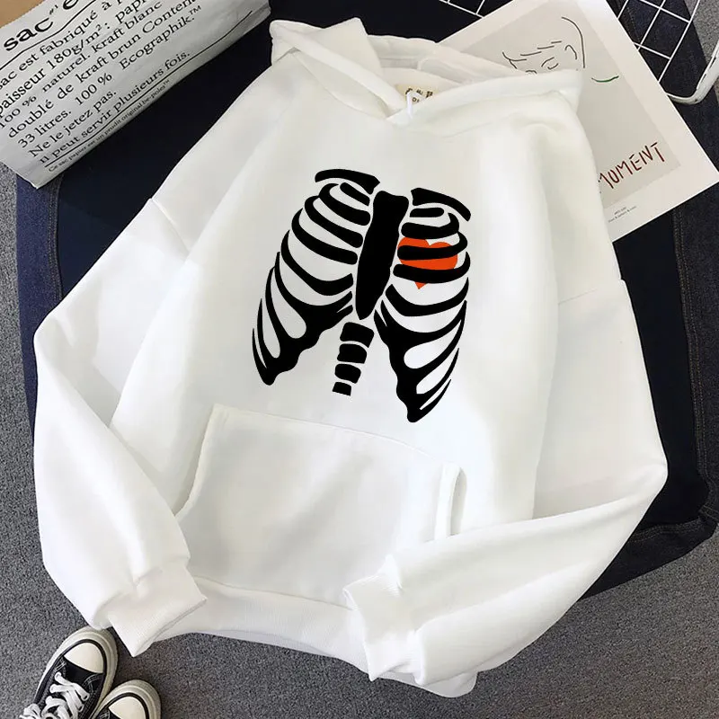

Spring And Autumn Women's Long Sleeve Crew Neck Sweatshirt Casual Fashion Gothic Style Clothing Love Skull Solid Color Print
