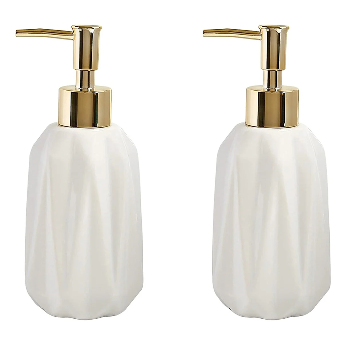 

2X Ceramic Soap Dispenser 10 Oz Dispenser with Pump Refillable Liquid Dish Soap and Lotion for Bathroom(White)