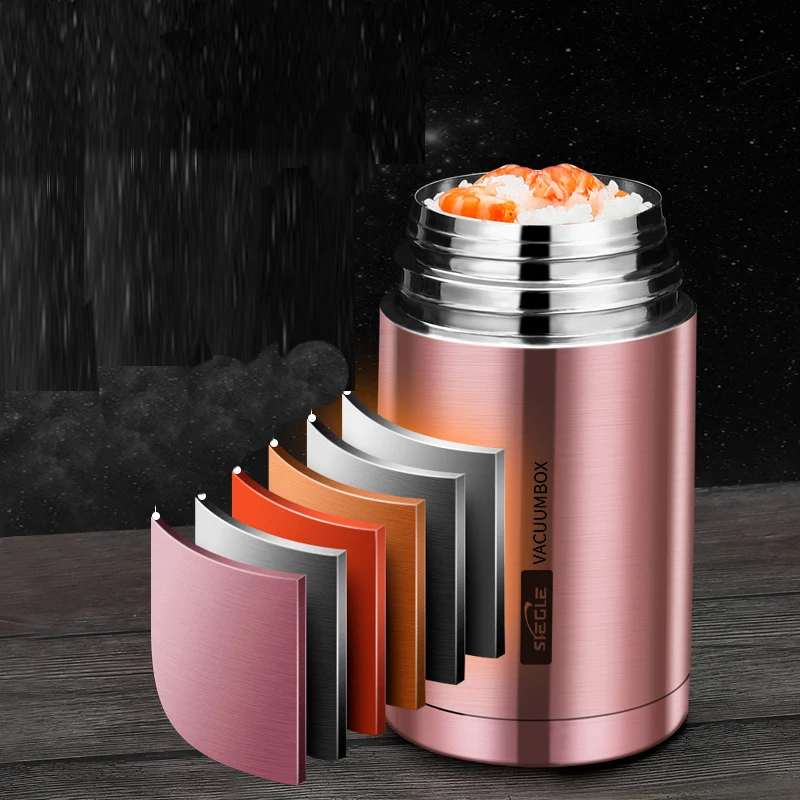 Food Thermal Jar Soup Gruel 316 Stainless Steel Vacuum Lunch Box Office Insulated Thermos Containers Spoon Bag 800/1000ML |