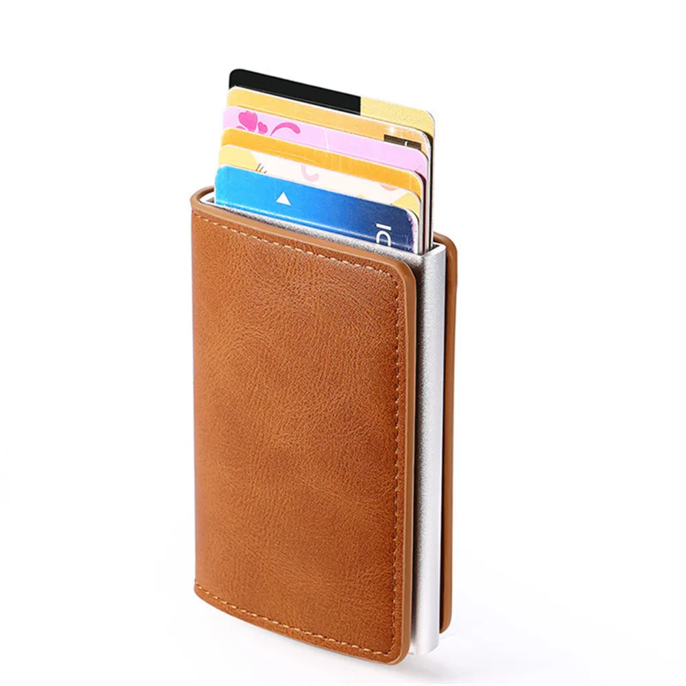 

Credit Card Holder Wallets Men Women new Aluminium Bank Cardholder Case Vintage PU Leather Wallet Money Clips Unisex Bag Wallet