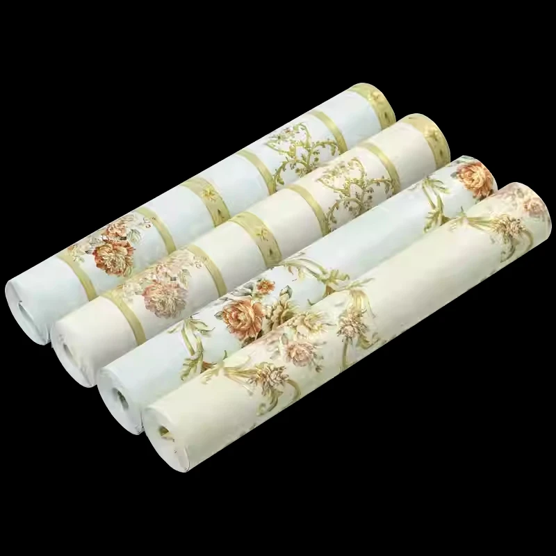 Роскошные дамасские обои в бежевую полоску с цветочным 3D тиснением