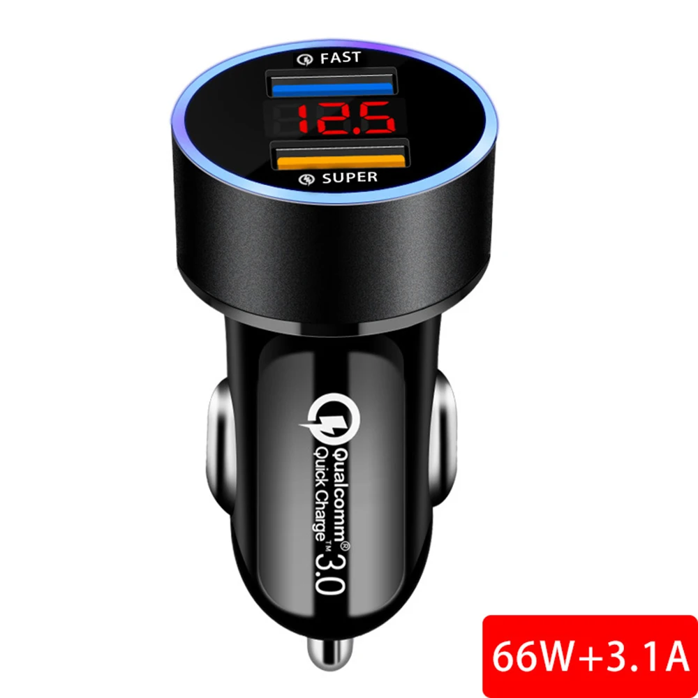 

12 V 66W + 3.1A with Dual USB Ports Car Cigarette Lighter Car Charger LED Display Voltmeter