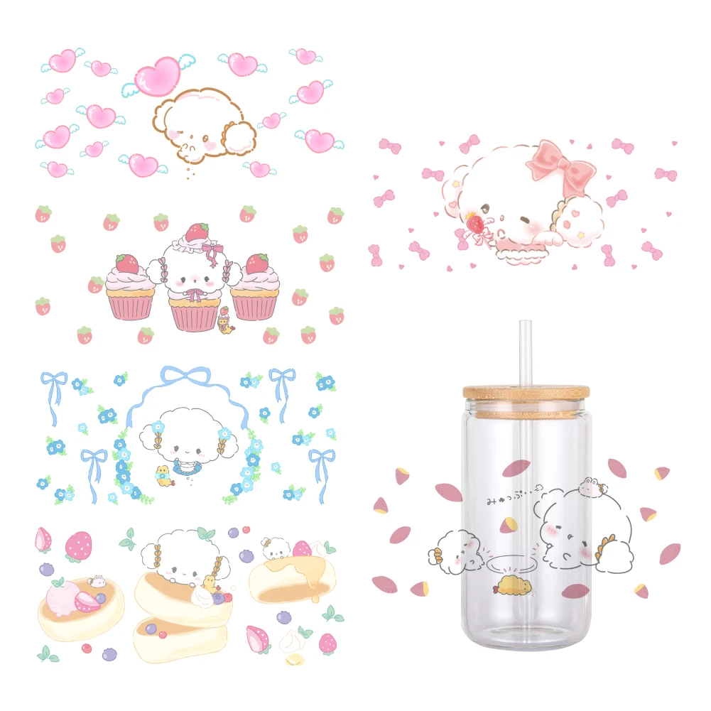 11*24 см Sanrio мультфильм Cogimyun узор УФ DTF оберточная наклейка DIY для 16 унций Libbey