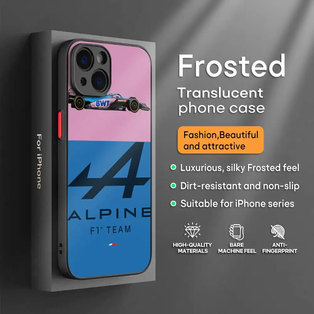 FrancES A-Alpi-NES R-Ra-cing Phone Case For iPhone16 15 14 13 12 11 XS XR Plus Mini Pro Max Drop-proof Frosted Translucent