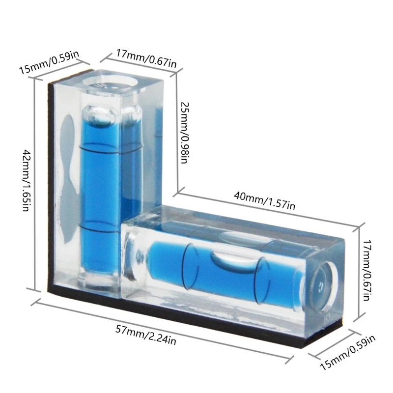 Инструмент L-образных уровней 2 пузырька Вертикальные горизонтальные уровни