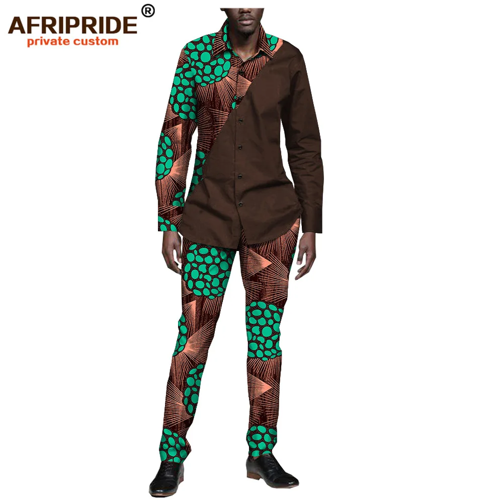 

2022 Spring&autumn Africa Casual Set for Men AFRIPRIDE Full Sleeve Single Breasted Shirt+full Length Pants Men's Set A1816007