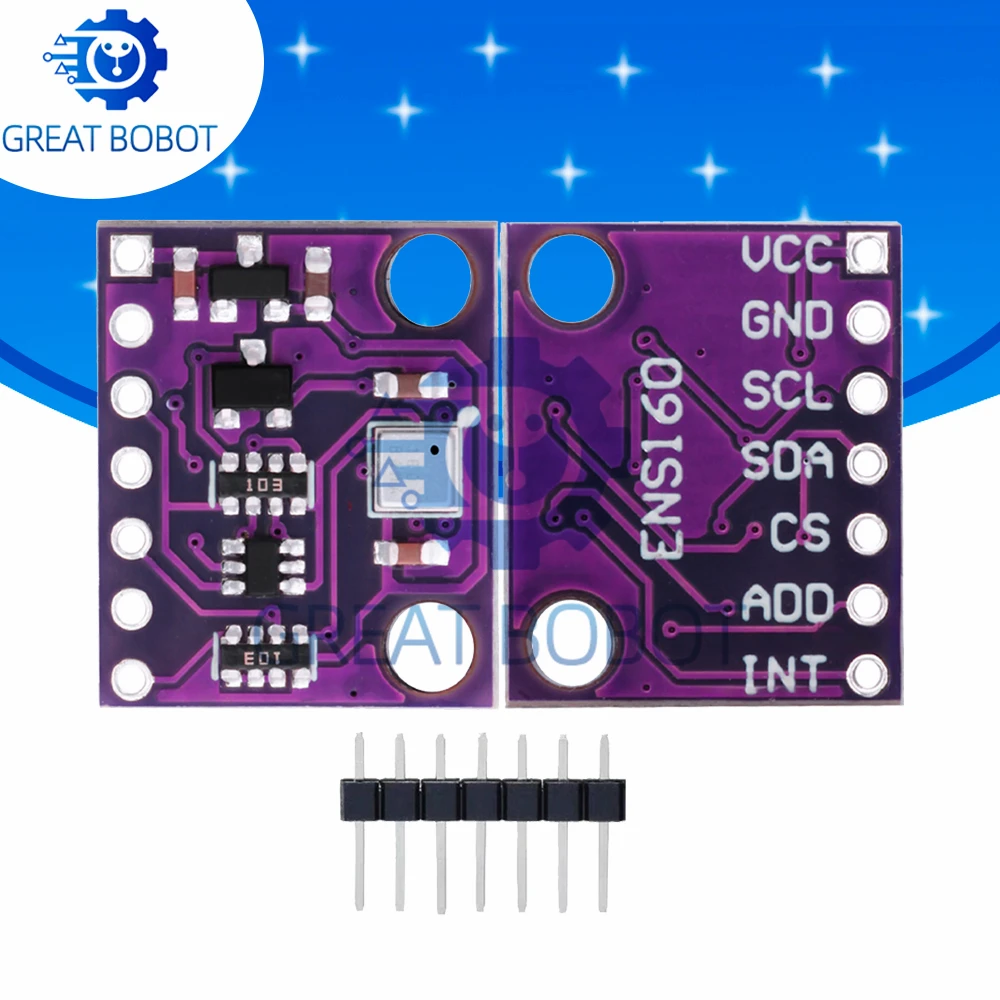 Фото 1 ~ 10 шт. ENS160 CCS811 Модуль датчика цифрового газа CO VOCs качества воздуха для Arduino №1