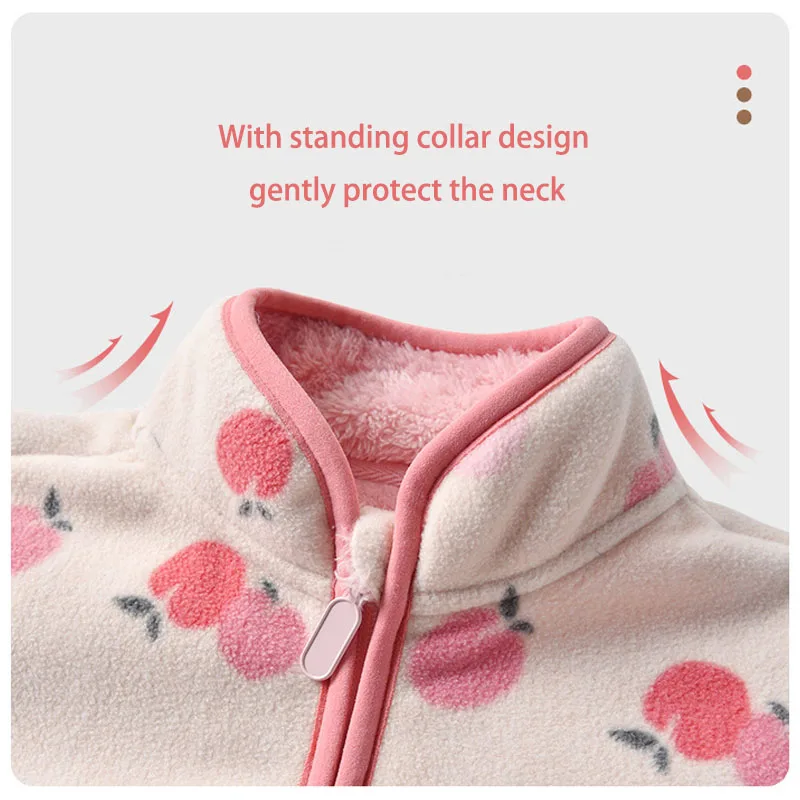Новое флисовое пальто для девочек на осень и зиму милая детская розовая куртка с