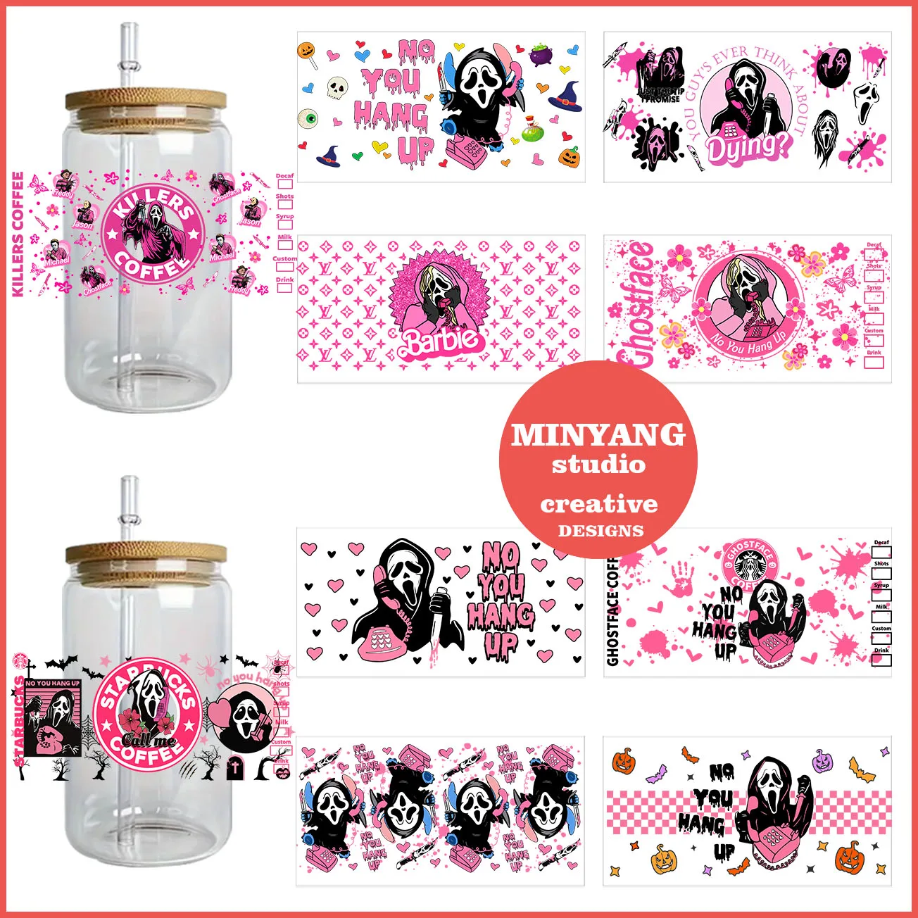 Розовый череп водонепроницаемые наклейки сделай сам 3D переводы хрустальные uvdtf 16