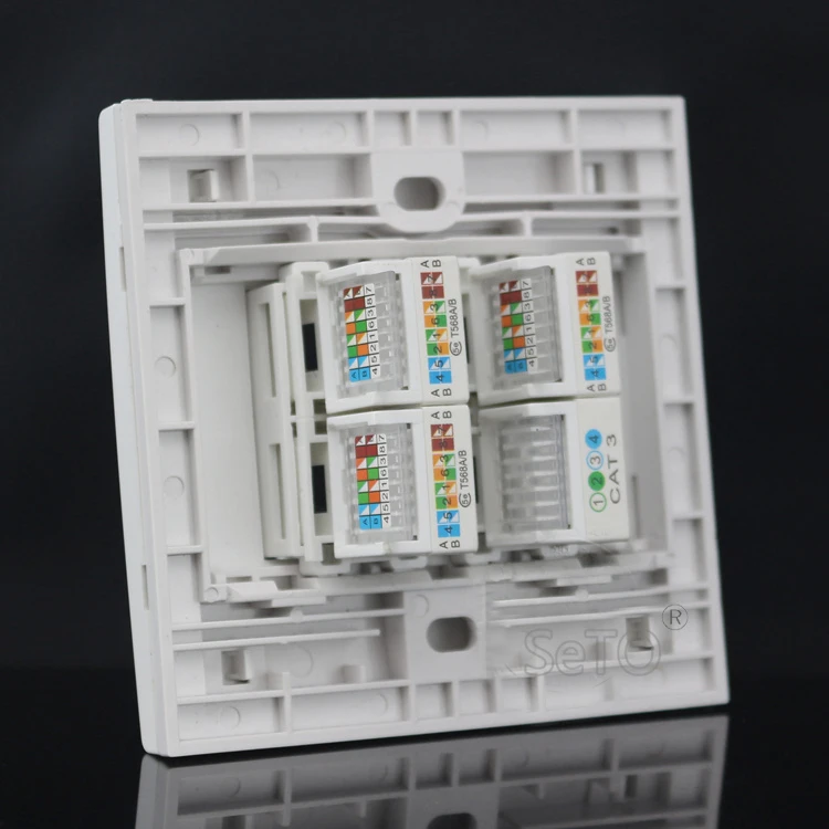 SeTo 86 Тип Три RJ45 Cat5e сеть и один RJ11 Cat3 телефонная панель настенная розетка кейстон