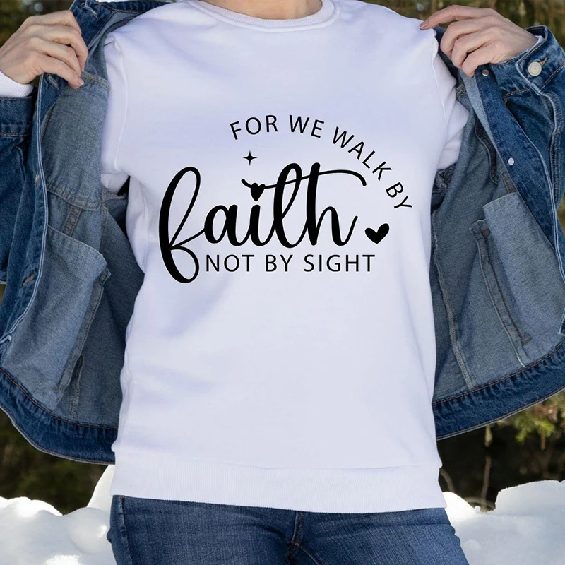 Женские футболки For We Walk By Faith Not Sight хлопковые летние модные с круглым вырезом