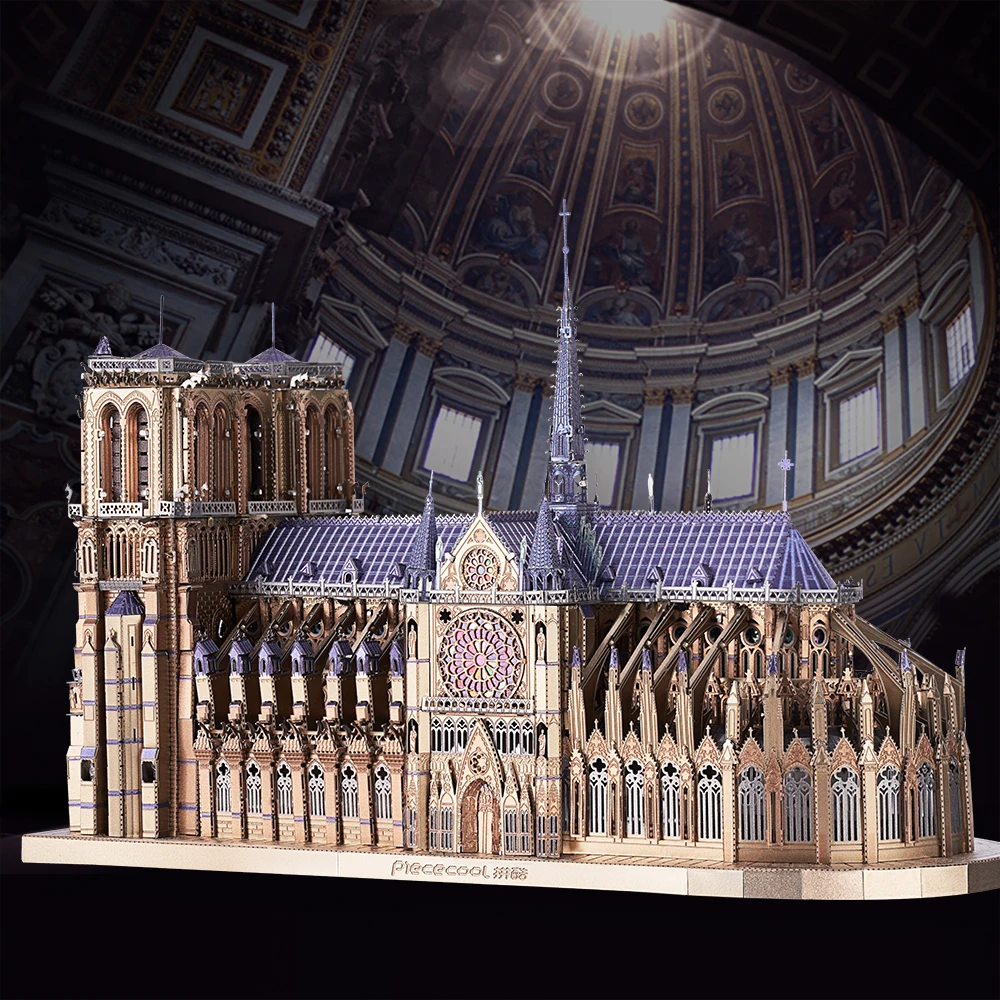 

3D Metal Notre Dame Cathedral Puzzles Jigsaw, DIY Model Building Kits Toys for Adults Birthday Gifts
