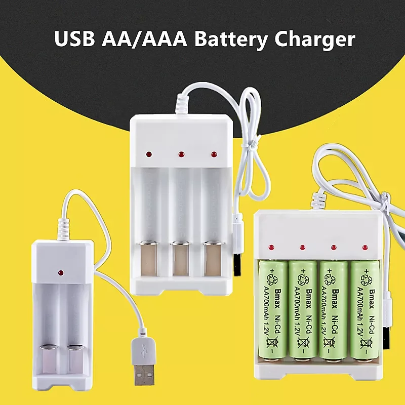 

2022Universal USB Output Battery Charger 2/3/4 Slot Adapter For AA / AAA Battery Rechargeable Quick Charge Battery Charging Tool
