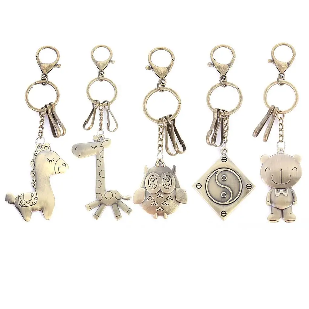 

Bronze Owl Giraffe Diagram Pendant Keychain Metal Keyring Car Key Holder Decor Accessories 2021 Christmas Gift For Husband