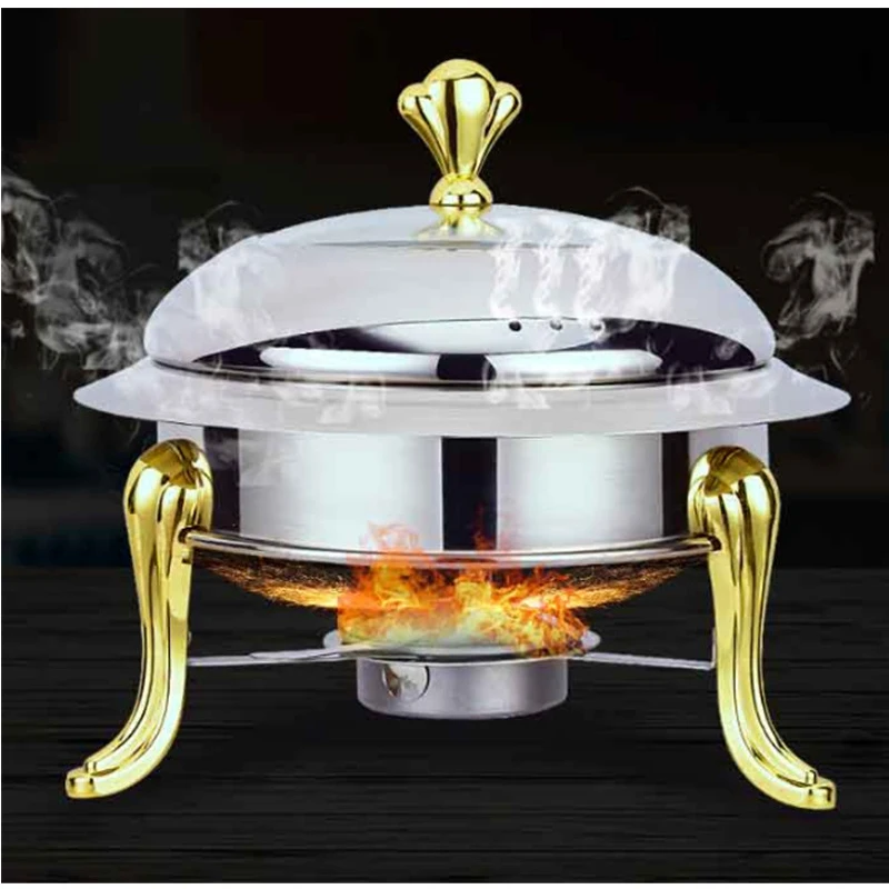 

Golden Stainless Steel Alcohol Stove Household Commercial Removable Small Chafing Dish Solid Fuel Boiler Small Cooking Hot Pots