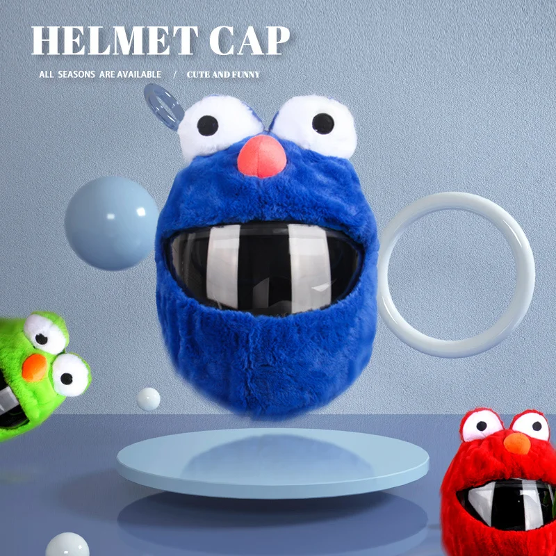 

Helmet Protection Headgear Cover Cartoon Fluffy Plush Set For Motorcycle Full-Face Protective Case Motorbike Safety Handsome