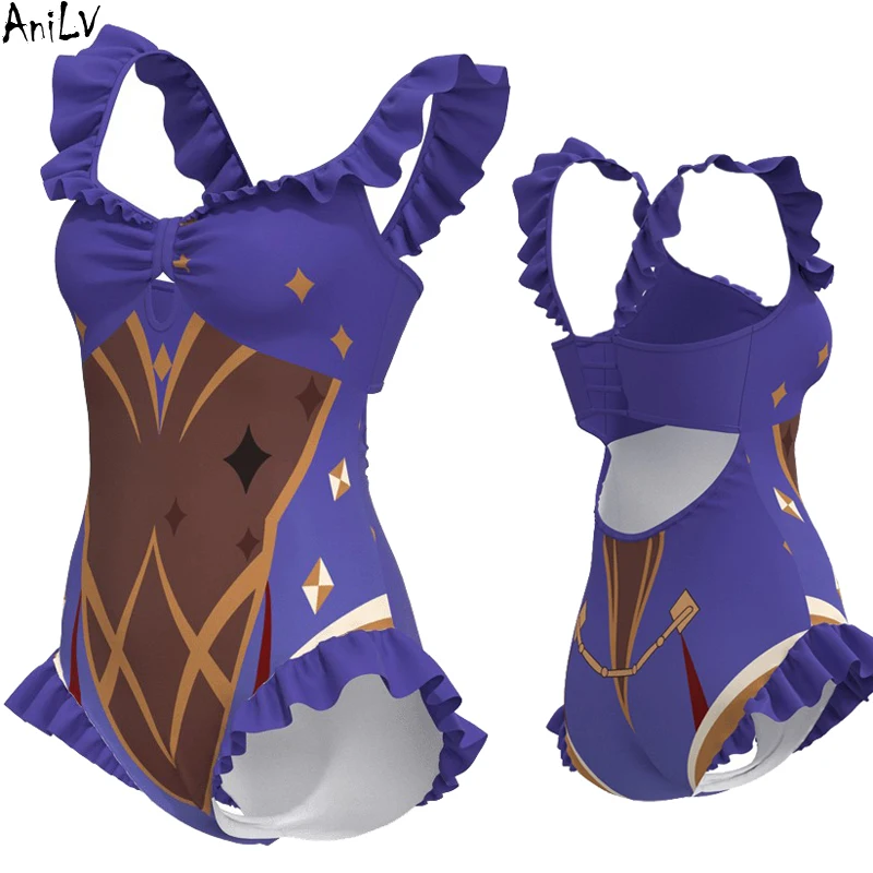 

AniLV японский аниме Genshin Impact Mona цельный купальник боди Купальники Униформа костюм косплей