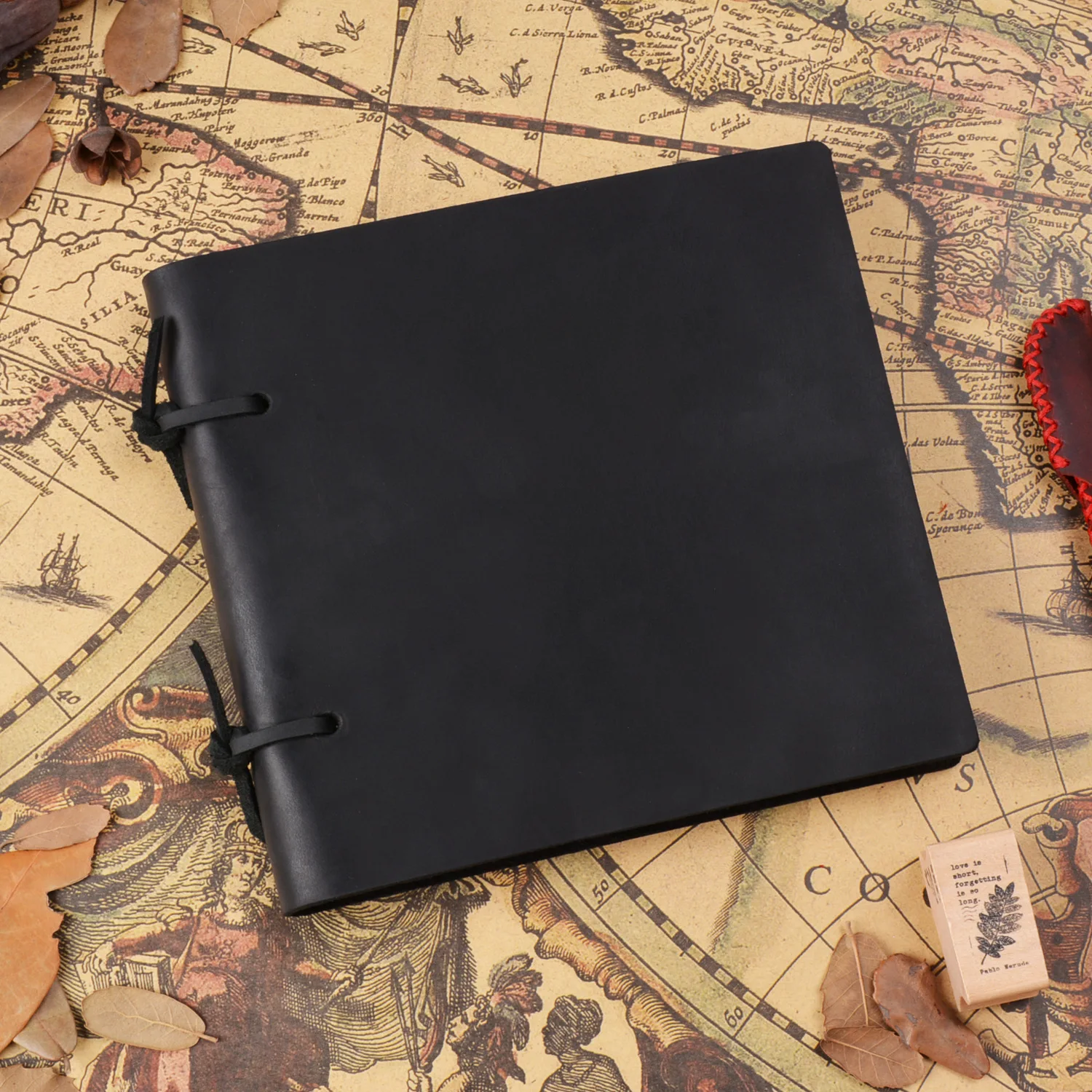 

Vintage Genuine Leather Band Journal Book 165*160mm Hand Made Sketchbook Diary 200P Blank Kraft Paper Free Shipping