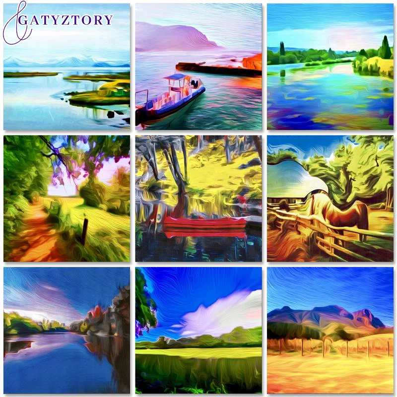 

GATYZTORY Acrylic Paint By Numbers Kits On Canvas Abstract Scenery 60x75cm Oil Painting By Numbers DIY Number Painting Decor