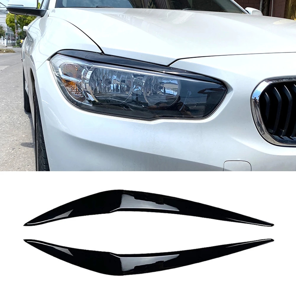 

2Pcs Car Headlight Cover 40*5*5cm ABS Auto Exterior Part Eyelid Gloss Black Eyebrow Fit For BMW F20 LCI 2015-2019