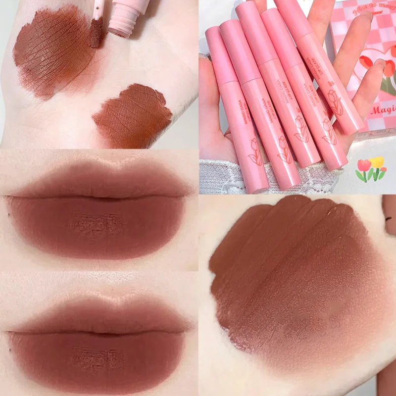 

Mousse Matte Lip Gloss Set Waterproof Milk Velvet Long Lasting Red Sexy Liquid Lipstick Non Sticky Cup Lip Glaze Lips Makeup