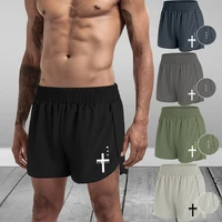 tuveke fashion mens summer i believe in jesus christ print quarter pants beach sexy versatile shrink waist design shorts