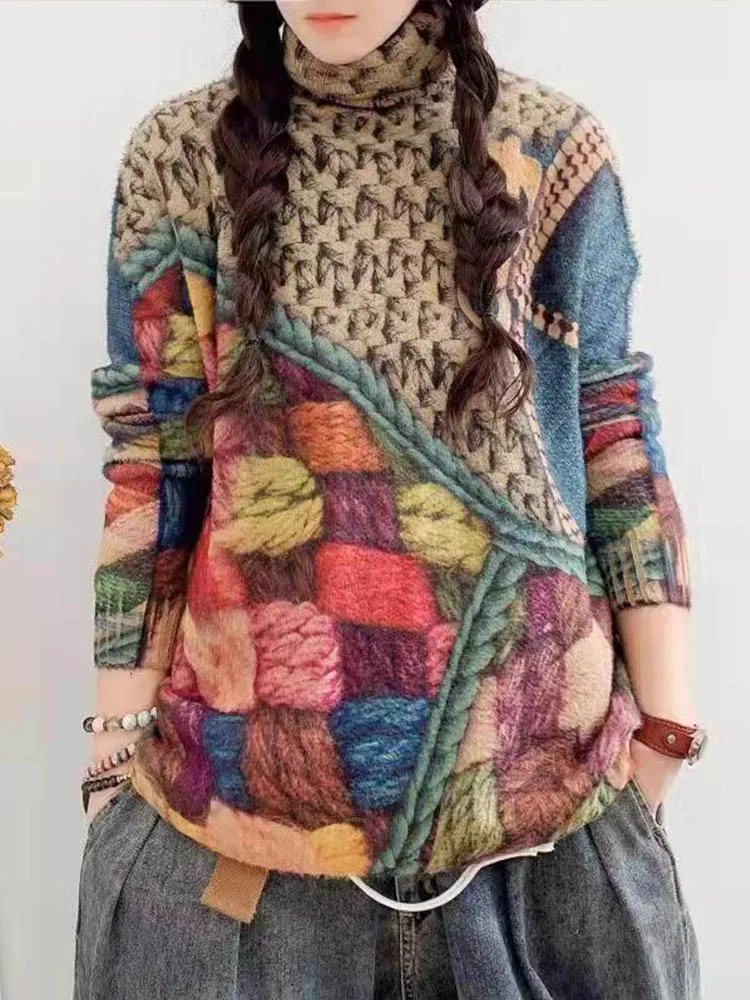 Новинка 2021 зимние женские свободные свитера Max LuLu с принтом женская теплая