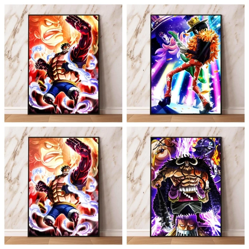 

Холщовая печать Luffy японское аниме One Piece Kaido Shanks Brook винтажные постеры Hd художественные картины печать декор для детской спальни