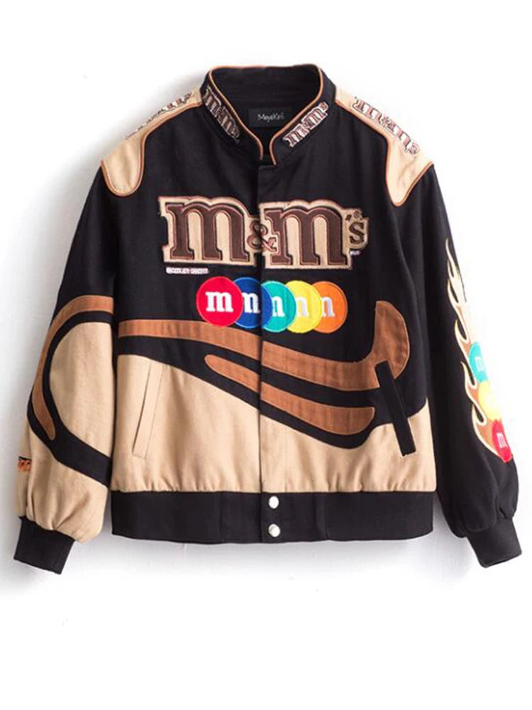 

2022 Spring Embroidery Harajuku Patch Coat Winter Autumn Women's Jackets Hip Hop Autumn Long Sleeve Female Jacket Outwear