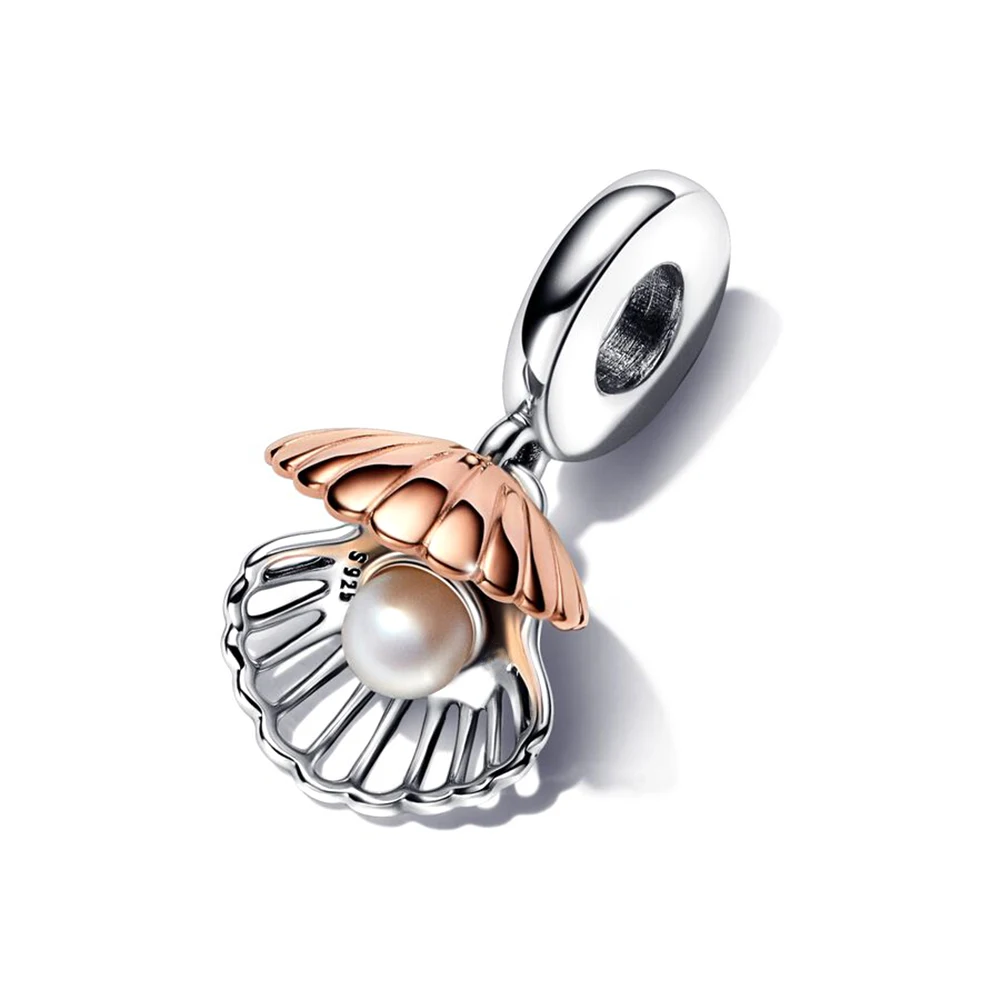Pandora Club 2023 Sea Shell and Treated Freshwater Cultured Pearl Dangle Charm, Fit for Executive Personality Bracelet, Gift for Woman
