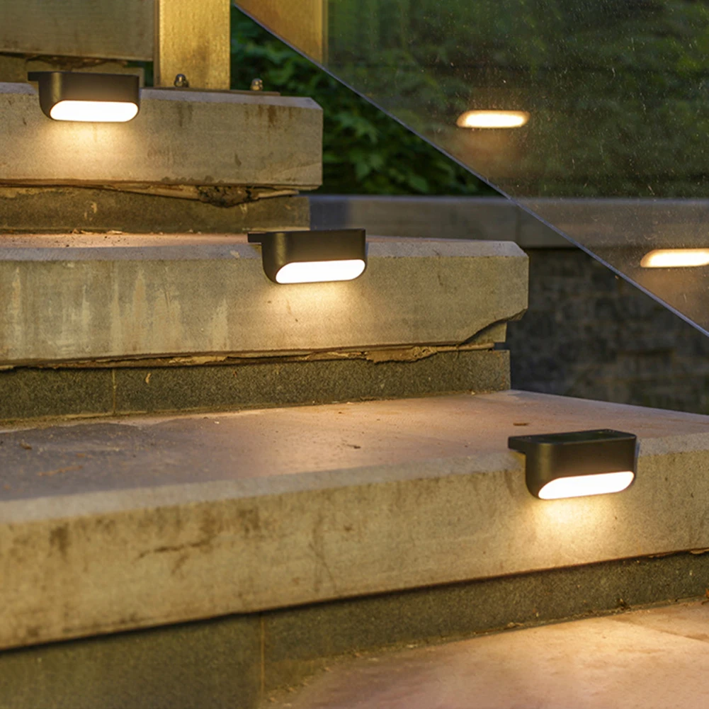 

2 Piece Solar Extended Wall/Step Light Set Water Resistant Outside Light Decor For Ourdoor Garden