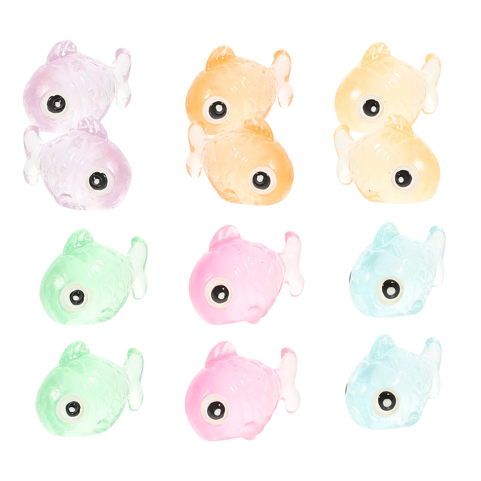 

12 Pcs Miniature Fish Decoration Glowing Statue The Dark Figurines Ornament Resin