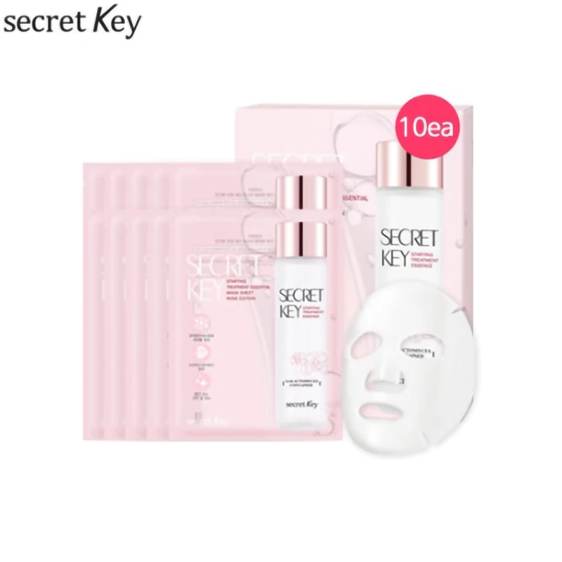 

10pcs SECRET KEY Starting Treatment Essential Mask Sheet Rose Edition Facial Mask Shrink Pores Cleansing Whitening Moisturizing