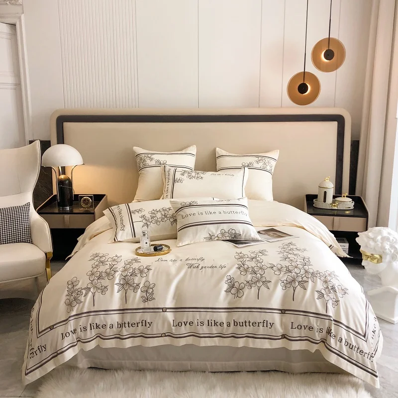 

1000TC Egyptian Cotton Vintage French Girl Bedding Flower Embroidery Quilt/Duvet Cover Set Bed Linen Fitted Sheet Pillowcase