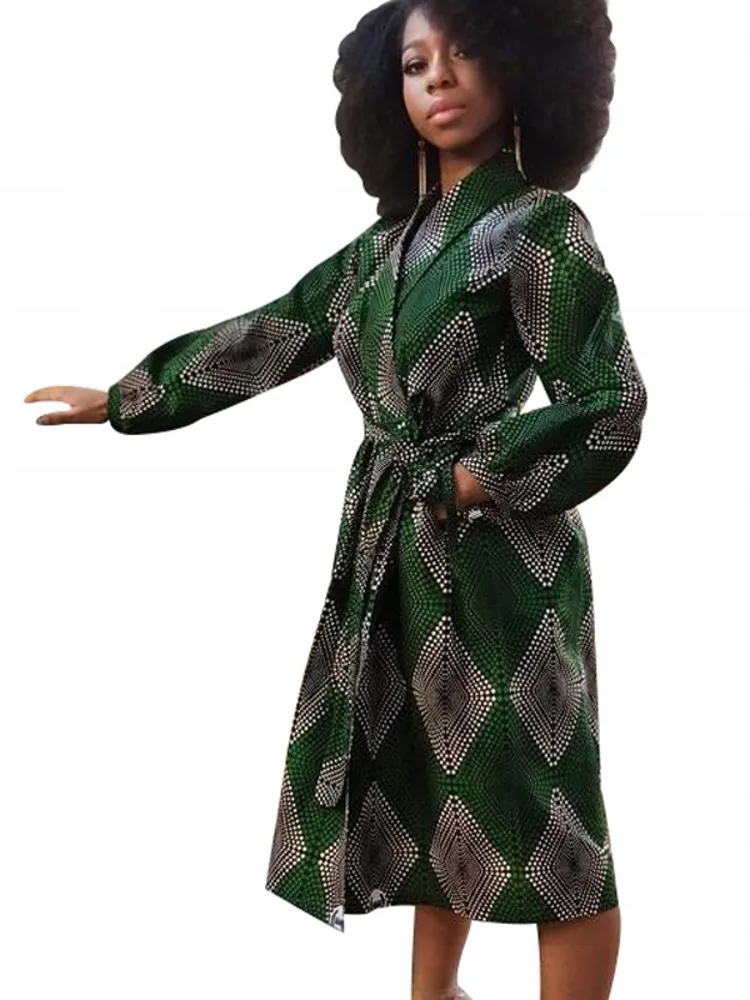 

African Shirt Dress Women Full Sleeve Mid Calf Length Africa Clothing Summer New Dashiki Print Streetwear African Dress Vestidos