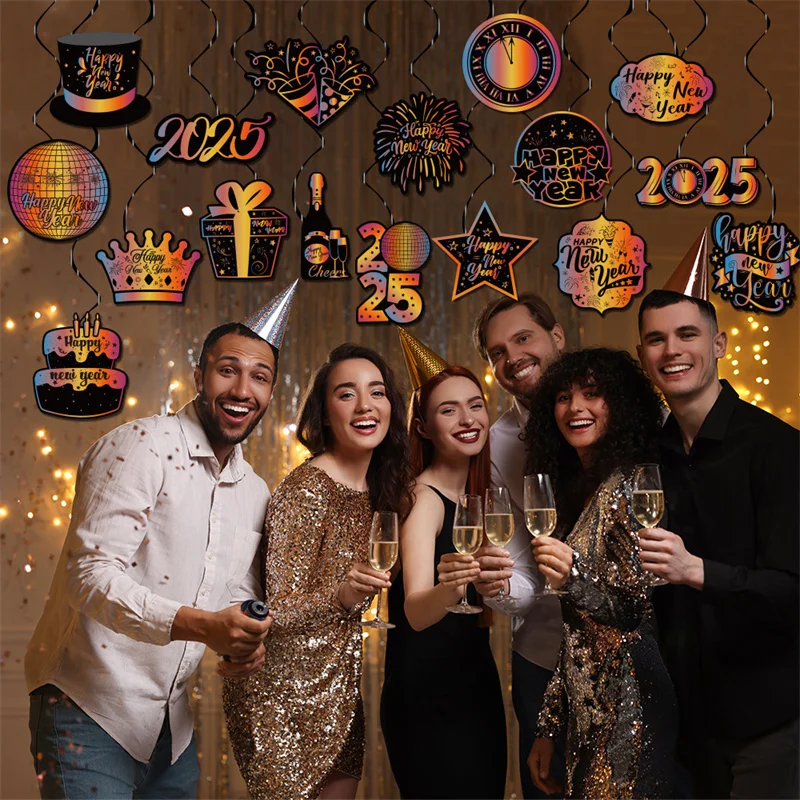 17 шт. подвесные завитки с Новым годом украшения для вечеринок на Новый год 2025 года