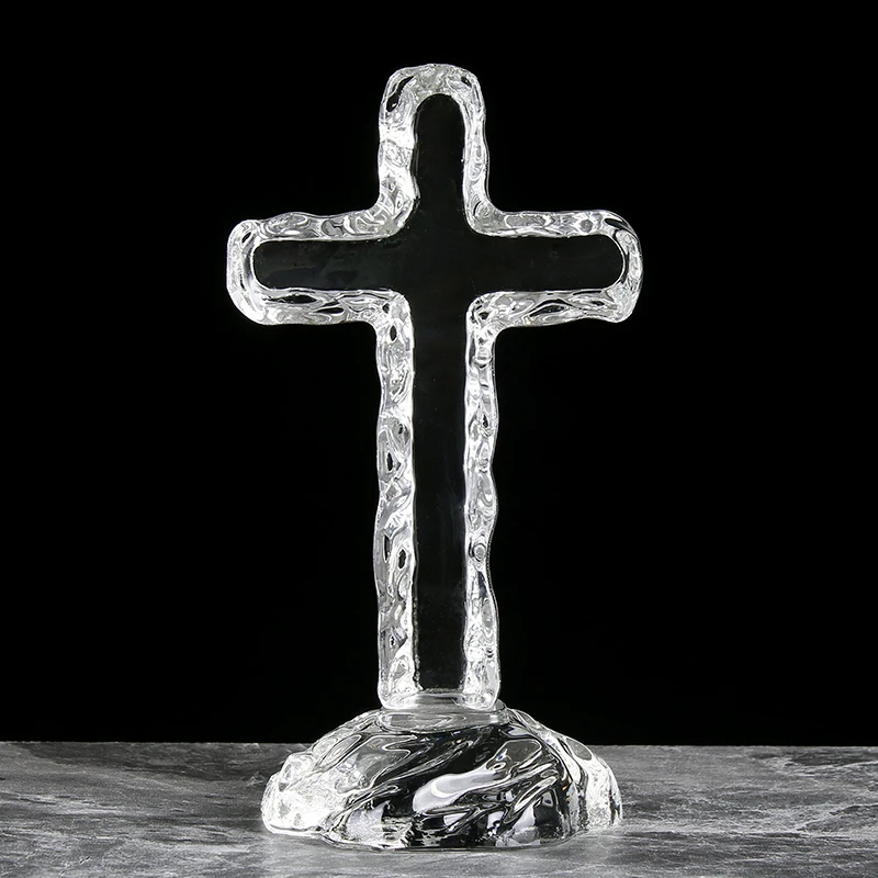 

K9 Crystal Glass Cross Figurine Christ Catholic Decoration Church Christening Baptism Favors Gifts Home Decor