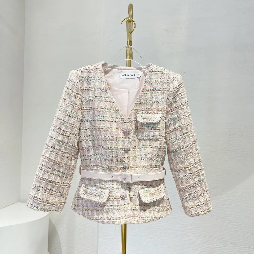 Женское твидовое Плиссированное Платье элегантное розовое платье до середины