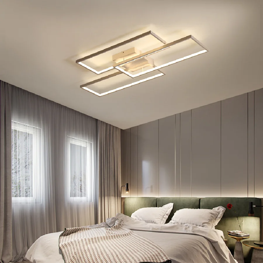 

Rectangle Black/White Color Modern Led Ceiling Lights for living room bedroom 110V 220V deco Dimmable Ceiling Lamp Fixtures
