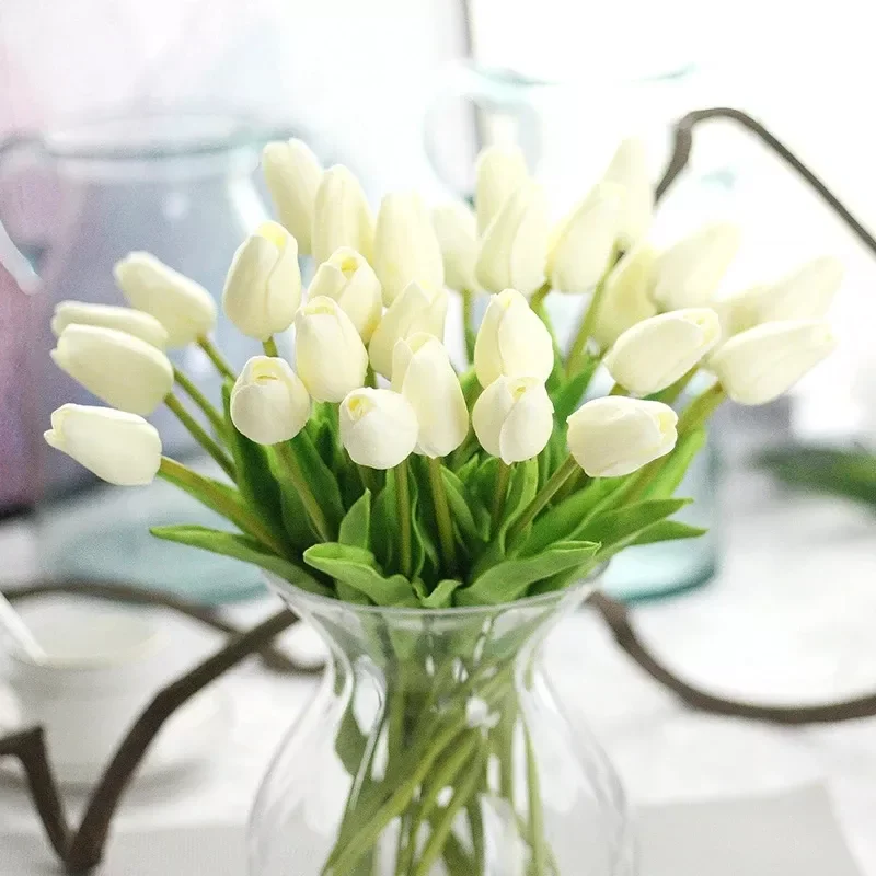 

2022 31Pcs Tulips Artificial Flower Real Touch Flowers Fake Flowers Wedding Decoration Flowers Christmas Home Garden Decor