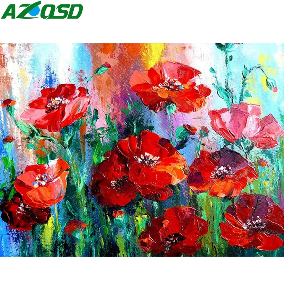 AZQSD 5D DIY Алмазная вышивка Poppy Art полное квадратное сверло Мозаика Цветок домашний